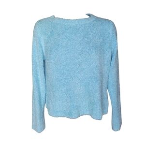 Y2K Xhilaration Light Blue Fuzzy Cropped Sweater Youth Large